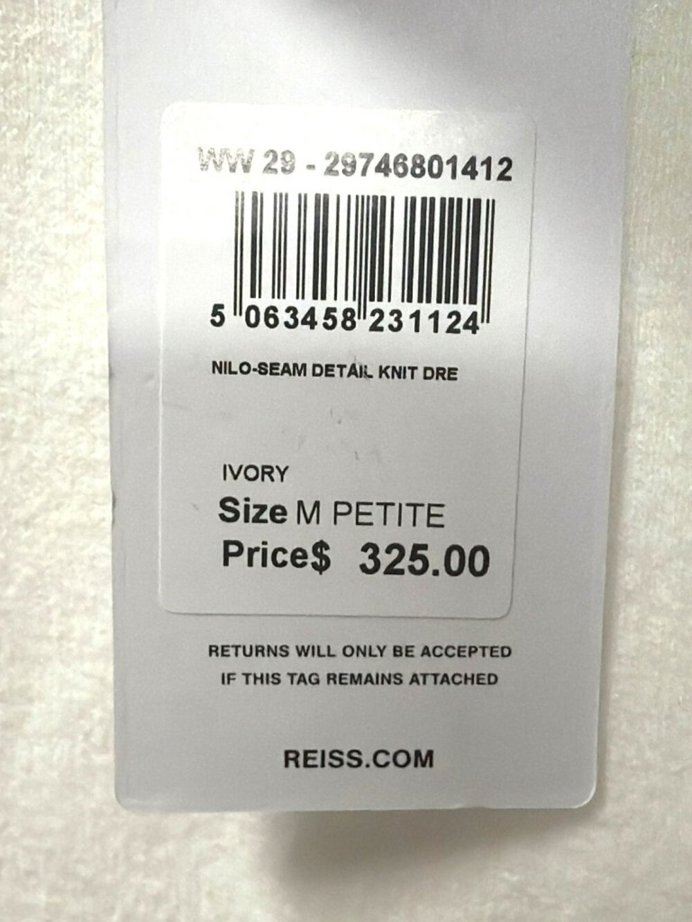 New Reiss Nilo Knitted Midi Dress in Ivory Medium Petite - Picture 10 of 11